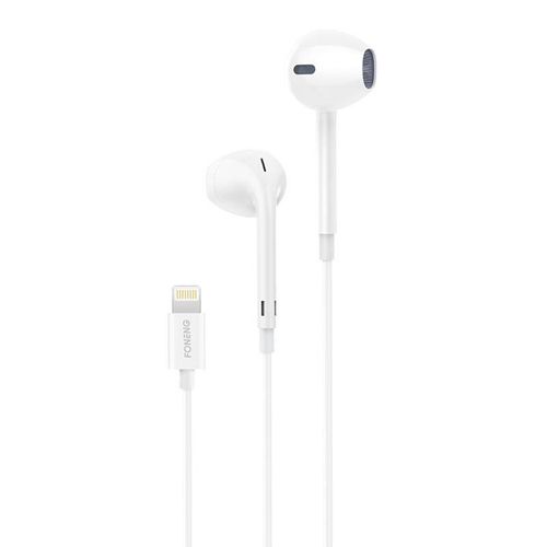 Foneng T28 Wired Earphones, Lightning, with remote Control (White), Foneng T28 iPhone / White