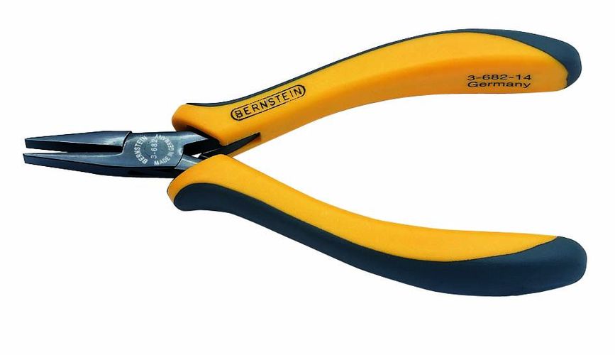 EUROline flat nose pliers 130 mm, bicoloured handguard 3-682-14