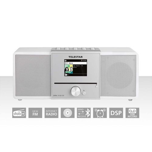 DIRA S32i CD EWF Multifunctional Stereo Radio with CD Player DAB+ / FM / Internet / Bluetooth White 30-320-03 4024035320038
