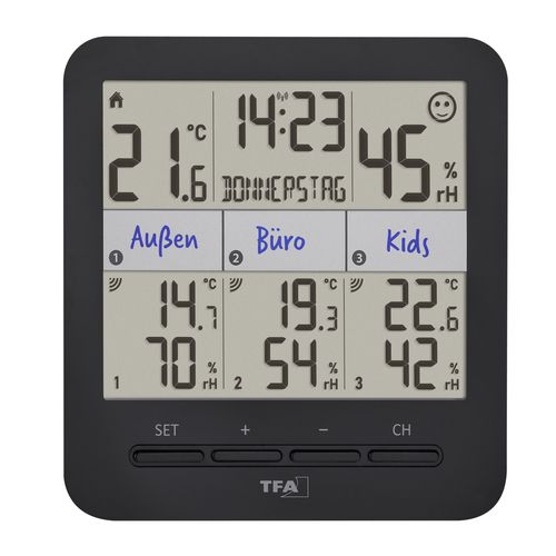 Wireless Weather Station "Klima@Home 2" with 3 Temperature, Humidity Transmitters TFA/30307501 4009816040398