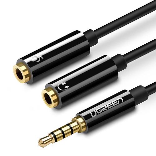 Cable adapter 3.5mm 4pin male - 2x3.5mm female (headphones + microphone) 0.2m black AV141 UGREEN UGREEN/30620