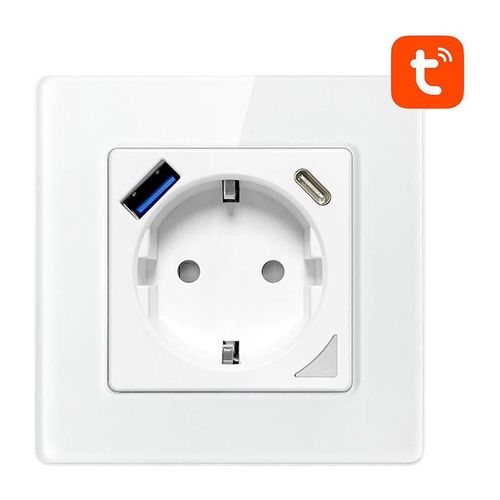 Smart WiFi Wall Socket Avatto N-WOT10-USB-W TUYA USB USB-C (white), Avatto N-WOT10-USB-W