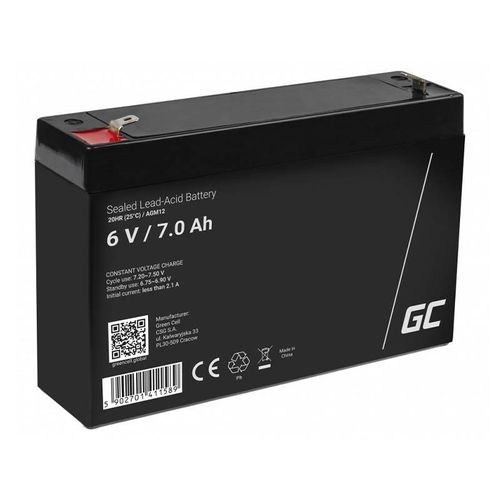 Rechargeable battery AGM 6V 7Ah Maintenancefree for UPS ALARM, Green Cell AGM12