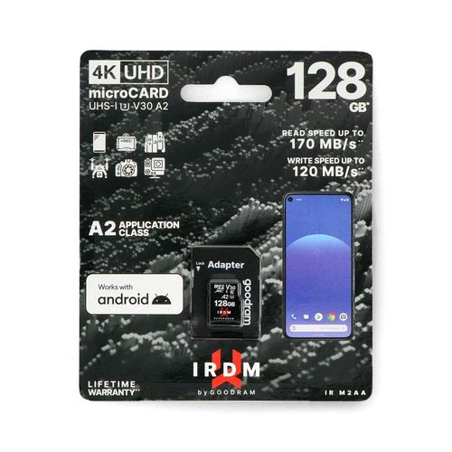 Memory card Goodram IR-M2AA microSD 128GB 170MB/s UHS-I class U3 with adapter GDR-20230 5908267961346