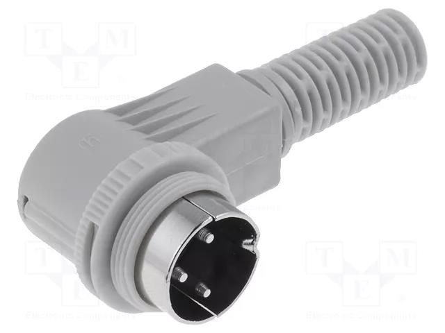 Connector: DIN; plug; male; PIN: 3; 180°; angled 90°; for cable HIRSCHMANN MAWI3100