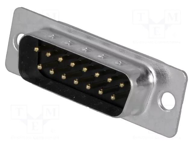 Connector: D-Sub; PIN: 15; plug; male; for cable; soldering MH CONNECTORS MHDB15SP