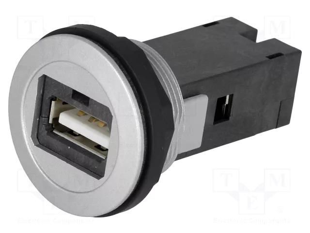 USB socket; 22mm; har-port; -25÷70°C; Ø22.3mm; IP20; silver HARTING 09454521901