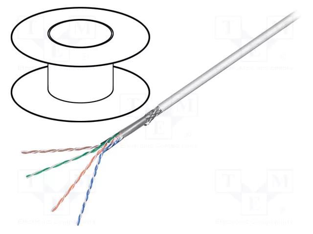 Wire; SF/UTP; 4x2x26AWG; 5e; stranded; Cu; PVC; grey; 100m Goobay SF/UTP5-FCU-100