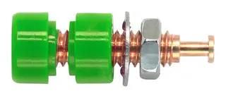 PANEL MOUNT PIN TIP JACK, 5A, GREEN 3542-5