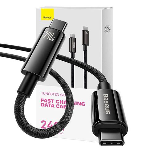 USB-C to USB-C cable Baseus Tungsten Gold 240W 3m (black), Baseus CAWJ040201