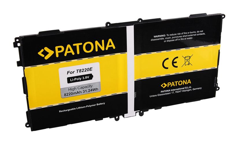 PATONA Battery f. Samsung Galaxy Note 10.1, Note 10.1 2014 Edition, Tab Pro 10.1 LTE-A 32GB, Tab Pro 10.1 TD-LTE, AA1DA04WS/7-B, AA1DA2WS/7-B, AAAD828oS/T-B, T8220E, PATONA 3200 4055655191258