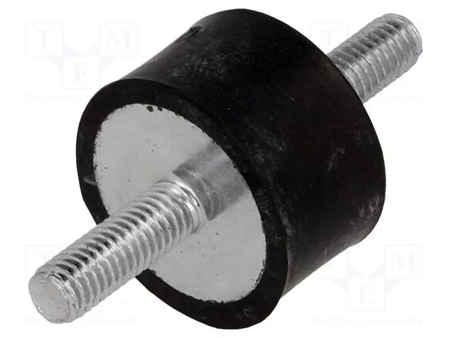 Vibration damper; M6; Ø: 25mm; rubber; L: 15mm; Thread len: 18mm ELESA+GANTER DVA1-25-15-M6