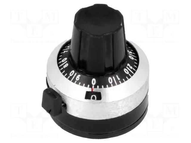 Precise knob; with counting dial; Shaft d: 6.35mm; Ø22x24mm SR PASSIVES GP1-6.35-22X24