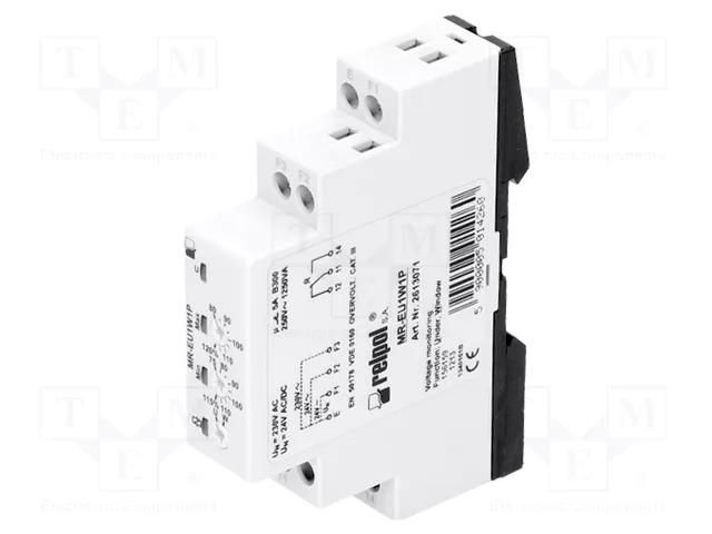 Voltage monitoring relay; undervoltage,overvoltage; 24/230VAC RELPOL MR-EU1W1P