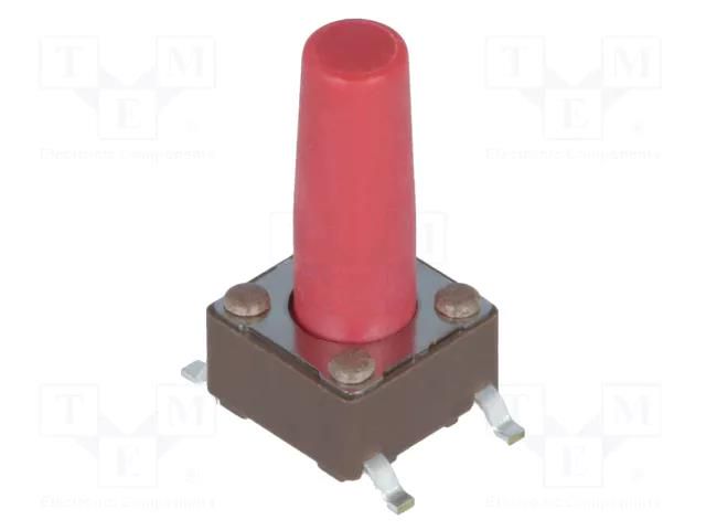 Microswitch TACT; SPST-NO; Pos: 2; 0.05A/12VDC; SMT; none; 2.6N DIPTRONICS DTSM-66R-V-B