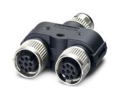 SENSOR SPLITTER, 8P M12 PLUG-2X5P RCPT SAC-8PY-M/2XF BK 1-PSR