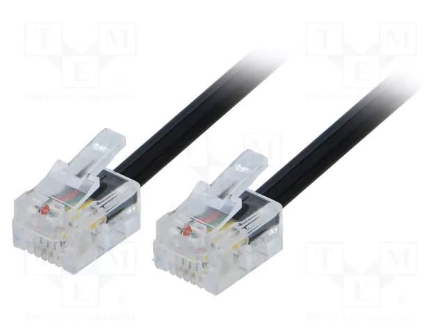 Cable: telephone; RJ11 plug,both sides; 7m; black BQ CABLE TEL-RJ11-BK/07