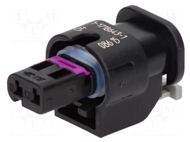 Connector: automotive; contacts; plug; female; MCON 1.2; PIN: 2 TE Connectivity 1-1718643-1