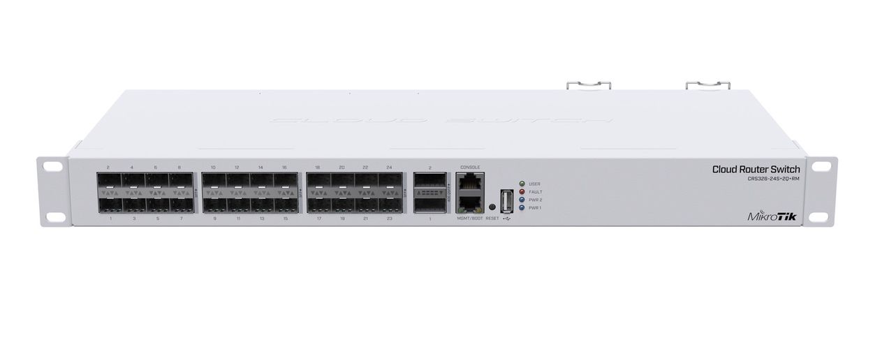 MikroTik CRS326-24S+2Q+RM | Switch | 24x SFP+, 2x QSFP, 1x RJ45 100Mb/s, MIKROTIK CRS326-24S+2Q+RM 4752224002211