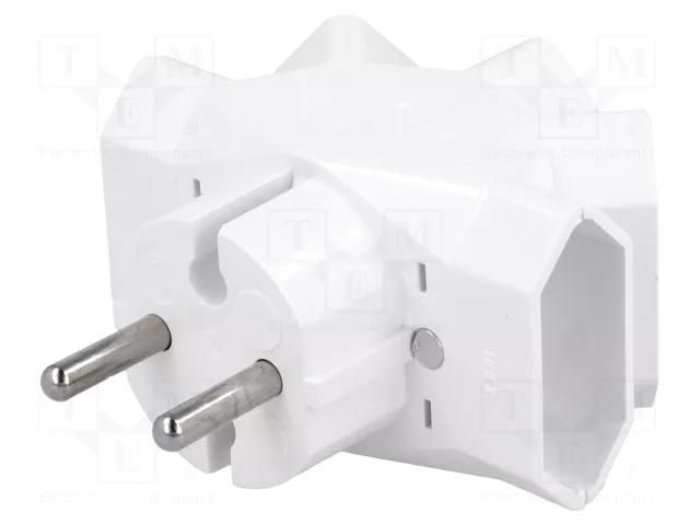 Connector: AC supply; splitter; 2P; 250VAC; 6A; Type: flat; white TIMEX-ELEKTRO R-5