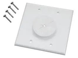 Double Gang Wireport Cable Pass Through Wall Plate with Grommet - White 2GWH-GR2