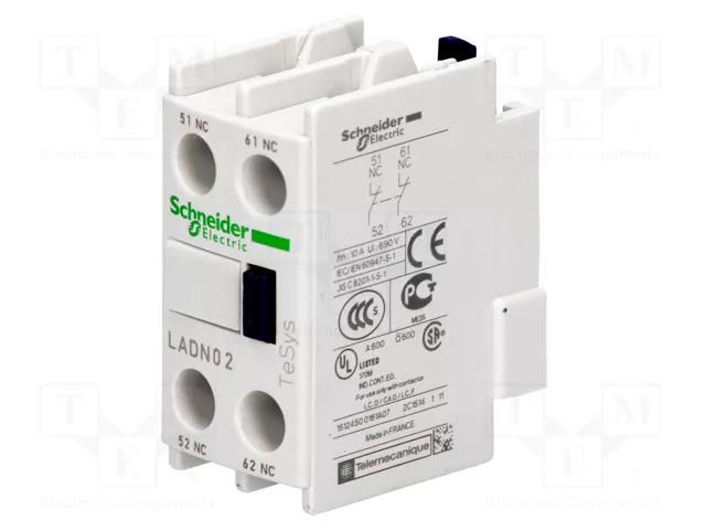 Auxiliary contacts; Leads: screw terminals; front; TeSys D SCHNEIDER ELECTRIC LADN02