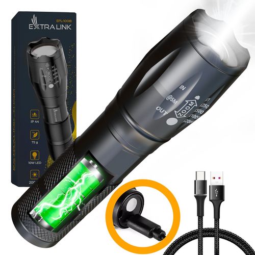 Extralink EFL-1031 Odin | LED Flashlight | rechargeable battery, 10W, 400lm, EXTRALINK EX.30707 5905090330707