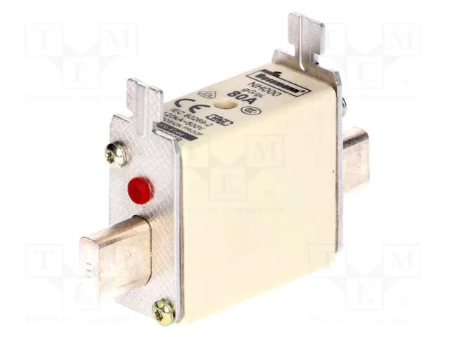 Fuse: fuse; 80A; 500VAC; 250VDC; ceramic,industrial; NH000 BUSSMANN 80NHG000B