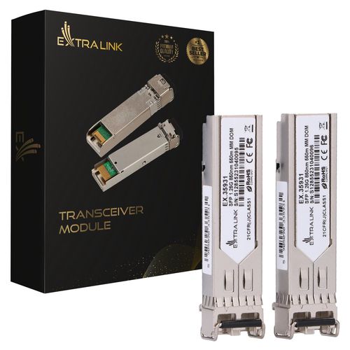 Extralink SFP 1.25G 2-pack | SFP Module | 1,25Gbps, LC/UPC, 850nm, 550m, multi mode, DOM, Dedicated to HP/Aruba, EXTRALINK EX.35931 5905090335931