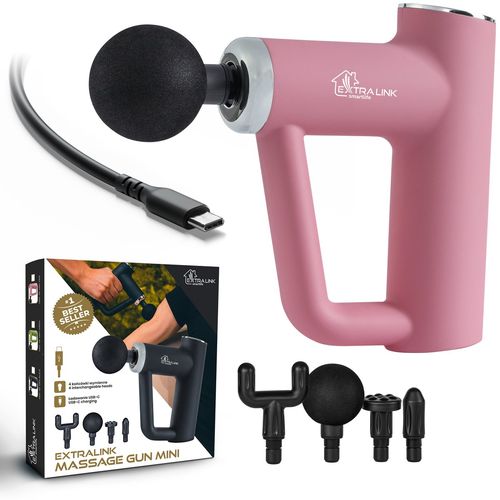 Extralink Massage Gun Mini Pink | Massage Gun | 4 interchangeable tips, EXTRALINK MSG-03-MINI-PINK 5905090339571