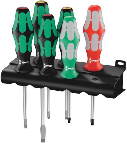 334/368/6 Screwdriver set and rack, 1 x PH 1x80; 1 x PH 2x100; 1 x 1.2x6.5x150; 1 x 0.8x4.0x100; 1 x # 1x80; 1 x # 2x100, Wera 05347778001