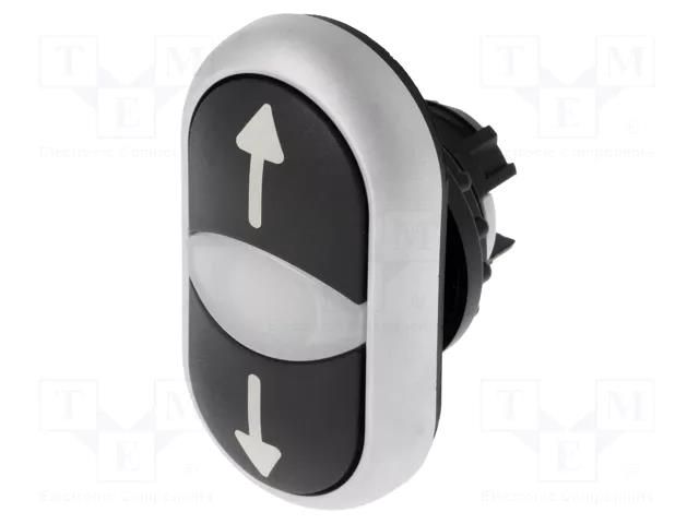 Switch: double; 22mm; Stabl.pos: 1; black; M22-FLED,M22-LED; IP66 EATON ELECTRIC M22-DDL-S-X7/X7