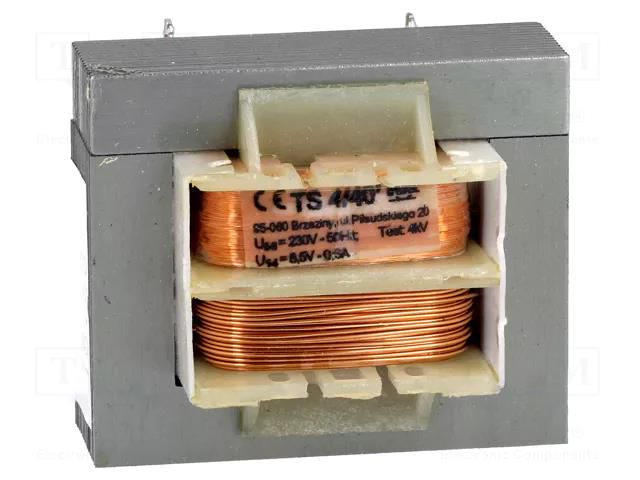 Transformer: mains; 4VA; 230VAC; 8.5V; 500mA; screw type; IP00 INDEL TS4/40