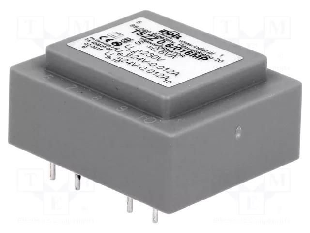 Transformer: encapsulated; 0.6VA; 230VAC; 24V; 24V; 12mA; 12mA; PCB INDEL TSZZ0.5/2X24V