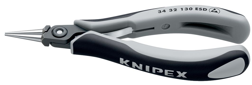 KNIPEX 34 32 130 ESD Precision Electronics Gripping Pliers ESD with multi-component handles burnished 130 mm 34 32 130 ESD 4003773061670