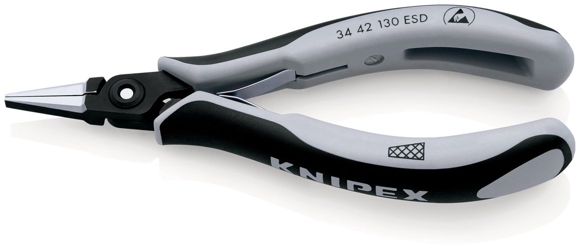 KNIPEX 34 42 130 ESD Precision Electronics Gripping Pliers ESD with multicomponent handles burnished 130 mm 34 42 130 ESD 4003773080299