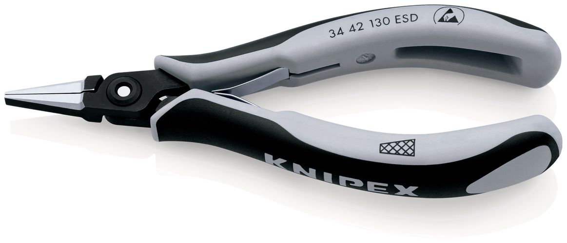 KNIPEX 34 42 130 ESD Precision Electronics Gripping Pliers ESD with multi-component handles burnished 130 mm 34 42 130 ESD 4003773080299