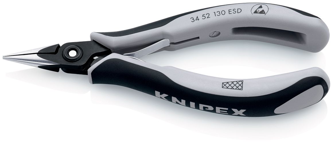 KNIPEX 34 52 130 ESD Precision Electronics Gripping Pliers ESD with multi-component handles burnished 130 mm 34 52 130 ESD 4003773080305