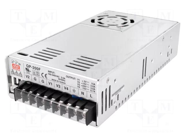 Power supply: switching; for building in,modular; 202.5W; 5VDC MEAN WELL QP-200-F