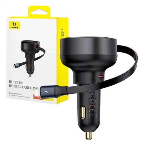 Car Charger Baseus Enjoyment Pro with lightning cable + USB-C , 55W (black), Baseus C00057803111-00
