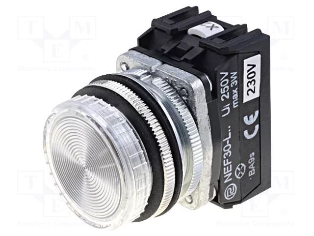 Control lamp; 30mm; NEF30; Illumin: LED,filament lamp; Ø30.5mm PROMET NEF30-LPB220