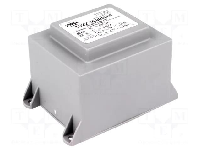 Transformer: encapsulated; 55VA; 230VAC; 12V; 12V; 2.29A; 2.29A; PCB INDEL TSZZ45/2X12V