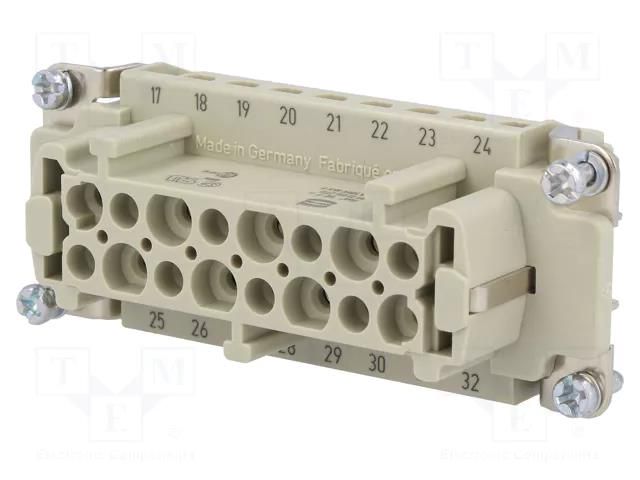 Connector: HDC; contact insert; female; 16A; 500V; Han E®; PIN: 16 HARTING 09330162711