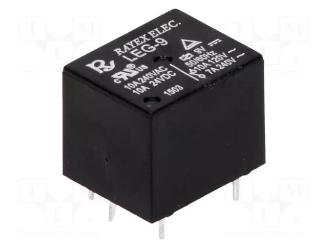 Relay: electromagnetic; SPDT; Ucoil: 9VDC; Icontacts max: 10A; LEG Recoy/RAYEX ELECTRONICS LEG-9