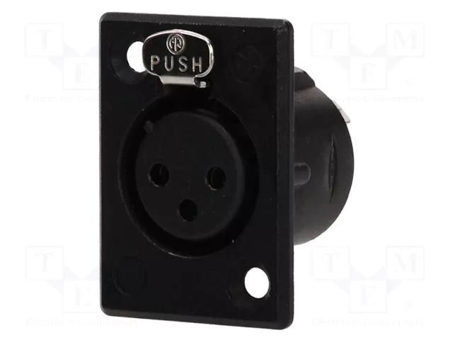 Connector: XLR; socket; female; PIN: 3; straight; with push button NEUTRIK NTR-NC3FP-B-1