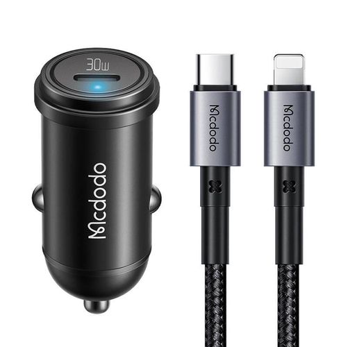 Mcdodo CC-7492 car charger, USB-C, 30W + USB-C to Lightning cable (black), Mcdodo CC-7492