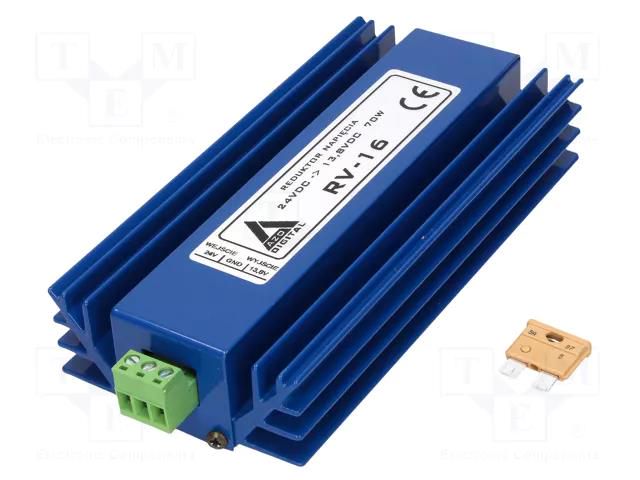 Converter: DC/DC; Uout max: 13.8VDC; Usup: 15÷30VDC; 1.5A; 85% AZO DIGITAL AZO-RV-16