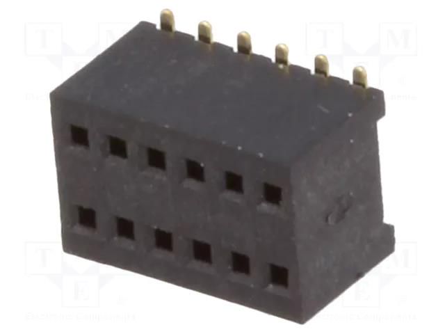 Connector: pin strips; socket; female; PIN: 12; straight; SMT; 2x6 CONNFLY DS1065-10-2X6S8BS