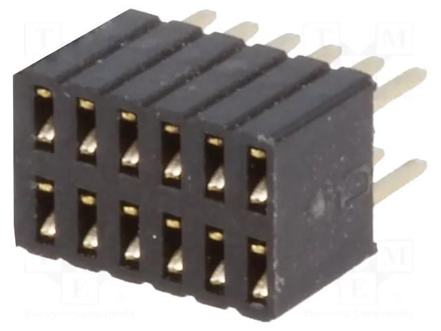 Connector: pin strips; socket; female; PIN: 12; straight; THT; 2x6 CONNFLY DS1065-08-2X6S8BV