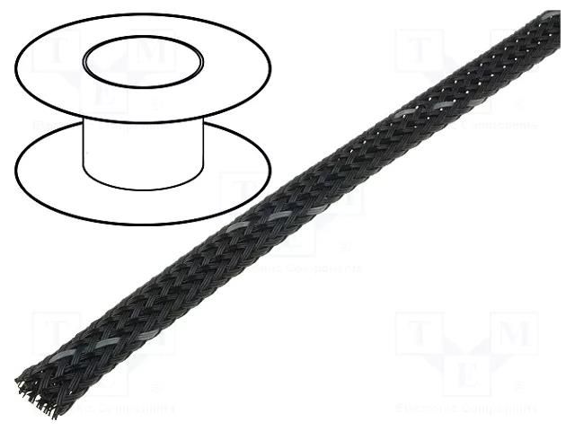 Braid; polyester; dark grey; Package: 100m; ØBraid : 3÷7nom.4mm 4CARMEDIA OPL.04-BK/GY